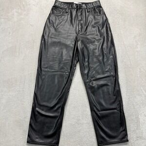 Abercrombie & Fitch Pants Womens 27 Straight Ultra High Rise Vegan Leather Black